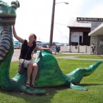 A sculpture of Lake Champlain’s legendary monster, Champ, on the Burlington, Vermont waterfront. Champ was the inspiration for SEA MONSTER’S FIRST DAY.